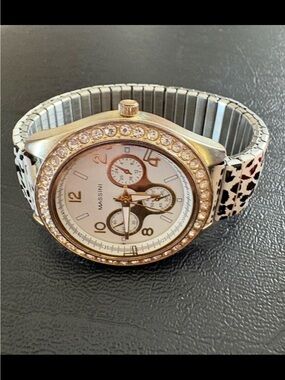 Massini White Dial Women's Watch with Crystal Accents